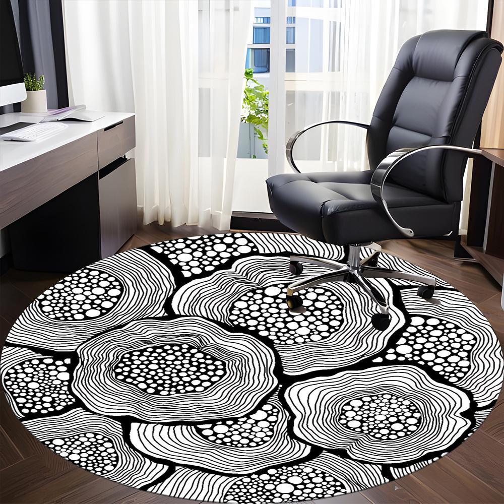 1pc Circles Patterns Office Round Area Rug, Indoor Mat Suitable ForOffice, Under Office Chairs Bedroom Living Room Home Decor, Room Deco 005