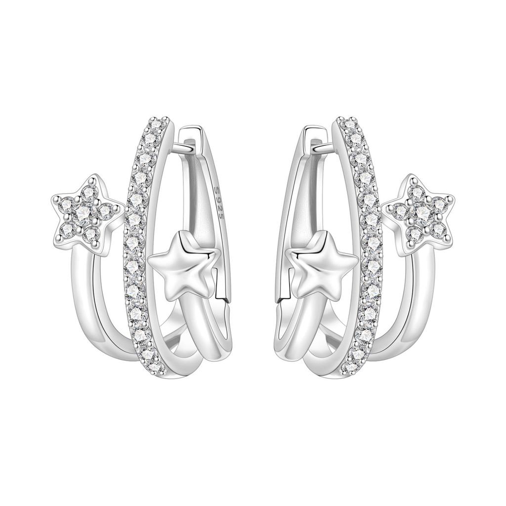 Orstarry Original 925 Sterling Silver Blue Star River Earrings Women Hoop Earring Anniversary Jewelry Trendy Gifts