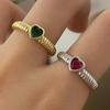 Ring Zircon Heart Rings For Women Cute Fine Jewelry Minimalist Adjustable Accessories Gift  HipHop Party Wedding Creative