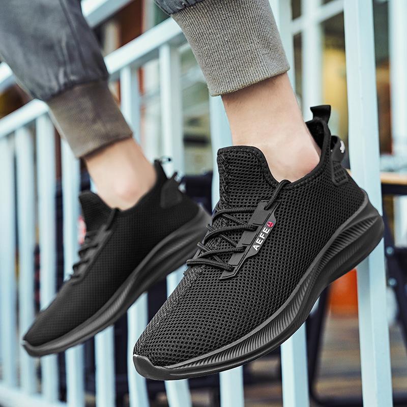 Große Herrenschuhe leicht und atmungsaktiv Fly-Woven-Mesh Freizeitschuhe einfarbig Kokosnuss-Schuhe Herren Outdoor-Sport Laufschuhe
