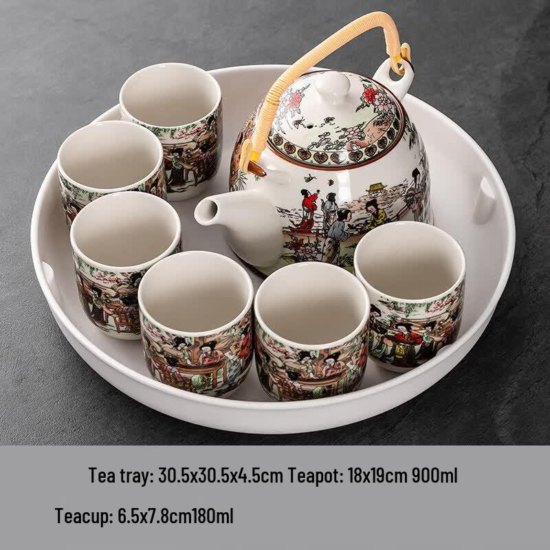 ZISIZ Large Ceramic Teapot with Glass Infuser
