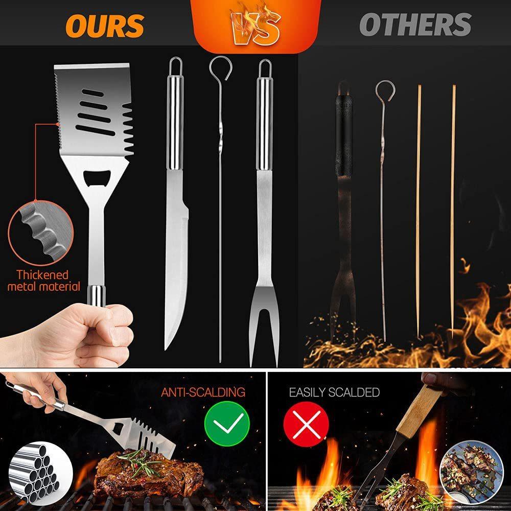 25-piece & 39-piece Sets Stainless Steel Handle Outdoor Kitchen Grill Set Barbecue Accessories BBQ Tool with Oxford Cloth Case