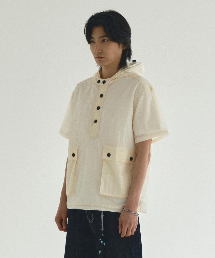 ECORR Nylon Hooded Short Sleeve Pullover_Ivory