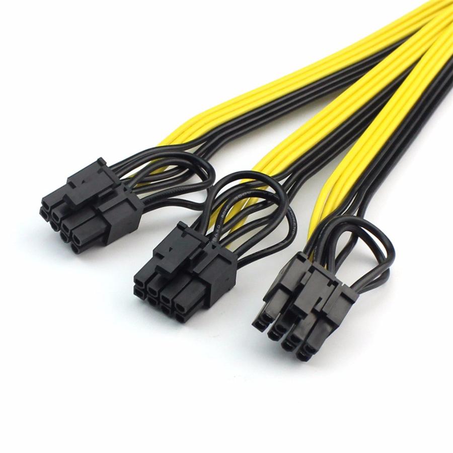 5Pcs For Miner Minging 6Pin + 2Pin Power Supply Cables 1 to 3 Adapter Cables
