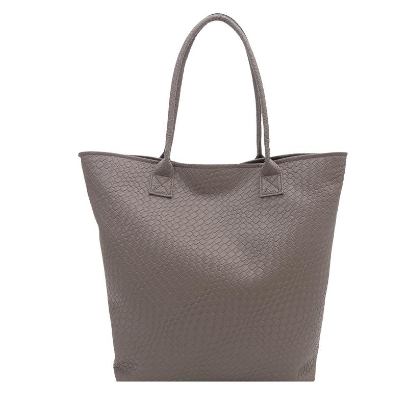 Large Capacity Woven Texture Indentation Simple Fashion Casual Shoulder Tote Bag