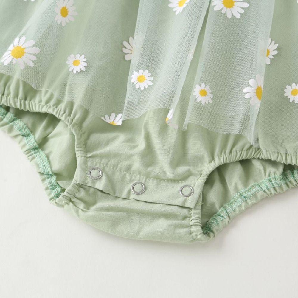 Mesh Flower Baby Princess Dress with Hat Loose Toddle Jumpsuits Baby Climbing Suit  Birthday Gift