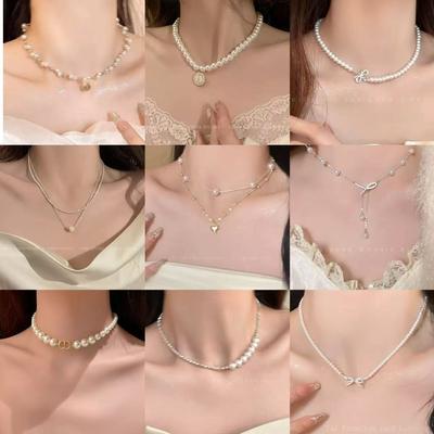 Pearl Necklace Spice Girl Temperament Sweater Chain Niche Design Sense Love Pendant Versatile Neck Chain