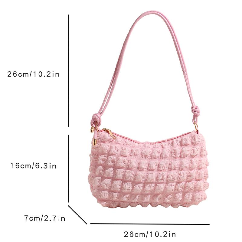 Padded Crossbody Bag for Women Quilted Cloud Shoulder Bag Ruched Handbags Female Tote Bag Pleated Bubbles Bucket Messenger Bag