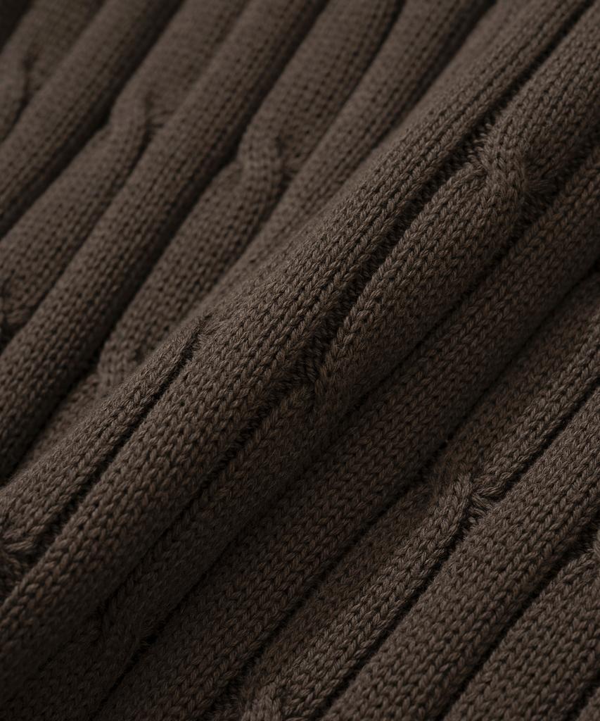 KNITTED [Nitied X Fashion Planet] Cable Round Knit Brown