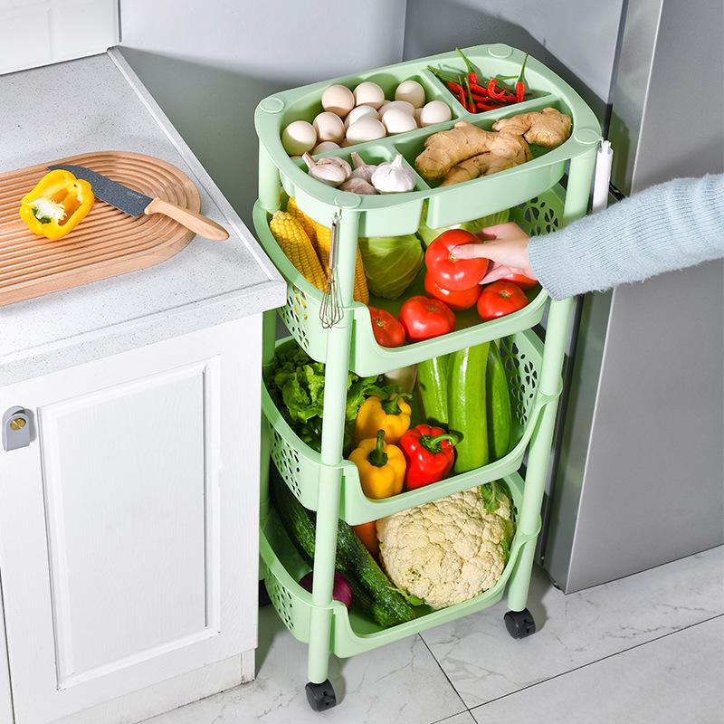 Movable Kitchen Storage Rack for Vegetables, Fruits, Spices, and Jars