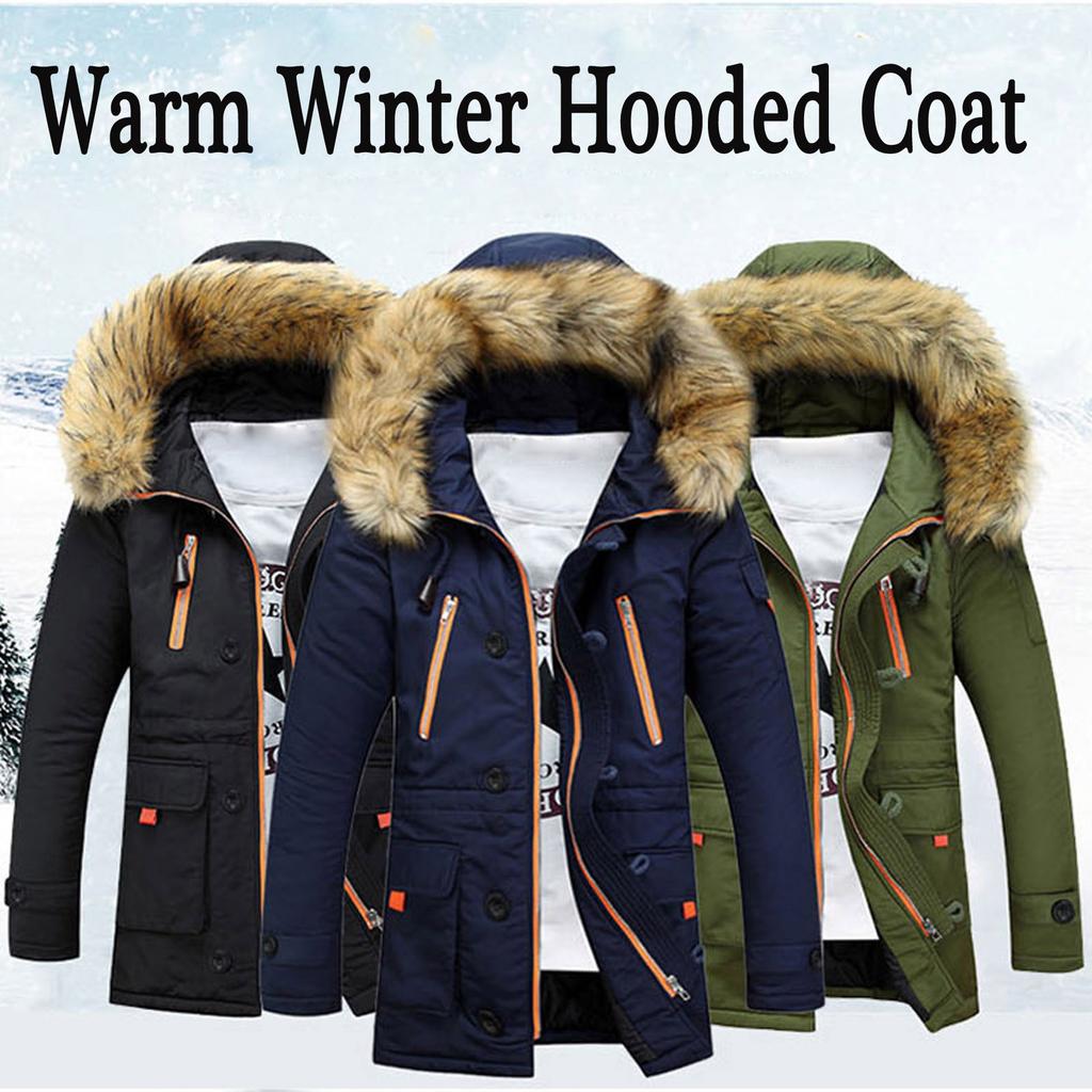 Unisex Women Men Outdoor Fieece Warm Winter Thick Long Zipper Hood Coat Jacket