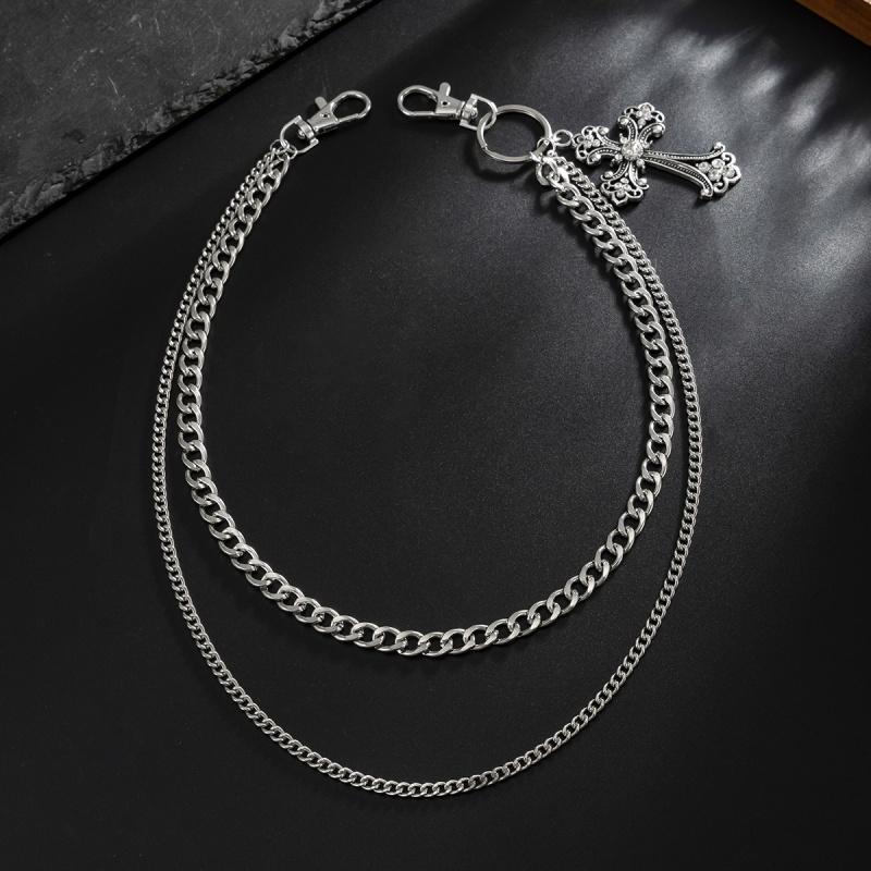 Punk Style Cross Waist Chains for Women Unisex Personality Metal Trousers Chain Gifts Accessories