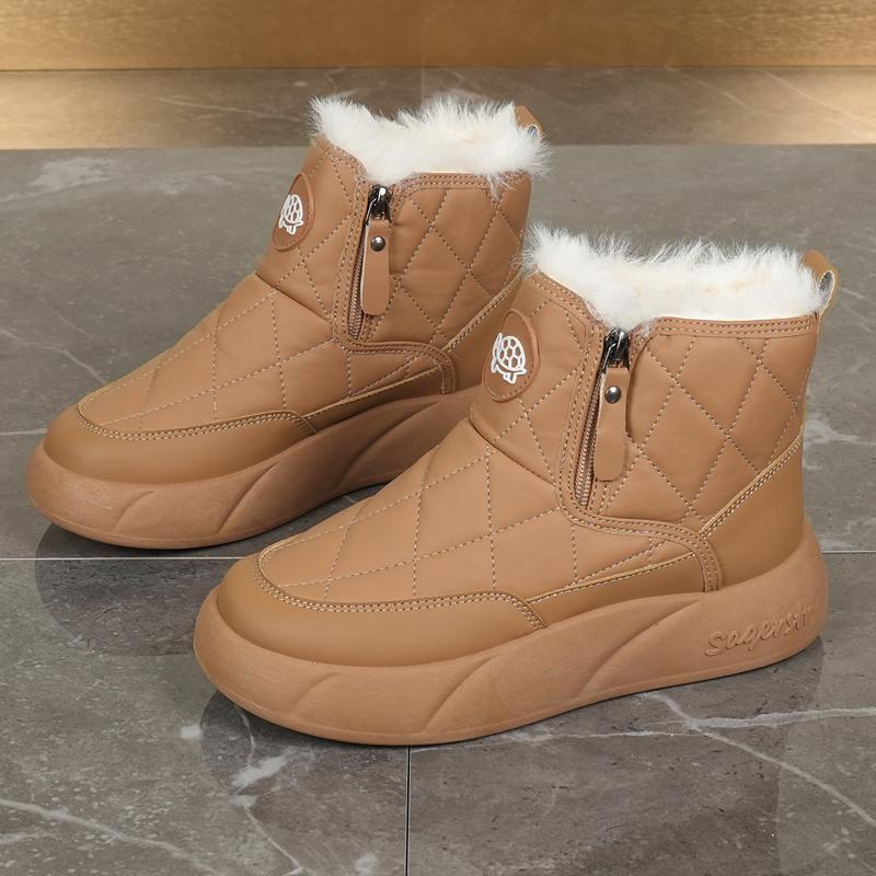 34-42 Winter Women's Large Fashion Plus Velvet Warm Thick Bottom Height Boosting High Top Cotton Shoes Snow Boots Midsole Women's Boots