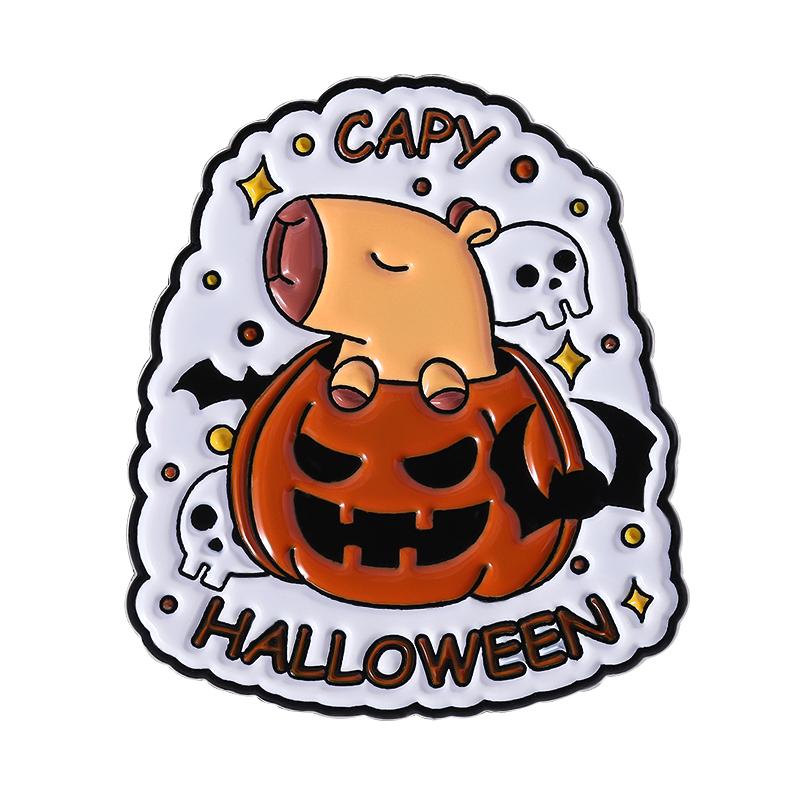 Xiaomi Capybara Pumpkin Skull Ghost Bat Enamel Pins Capy Halloween Too Cute To Spook Brooches Clothes Lapel Badge Jewelry Accessories