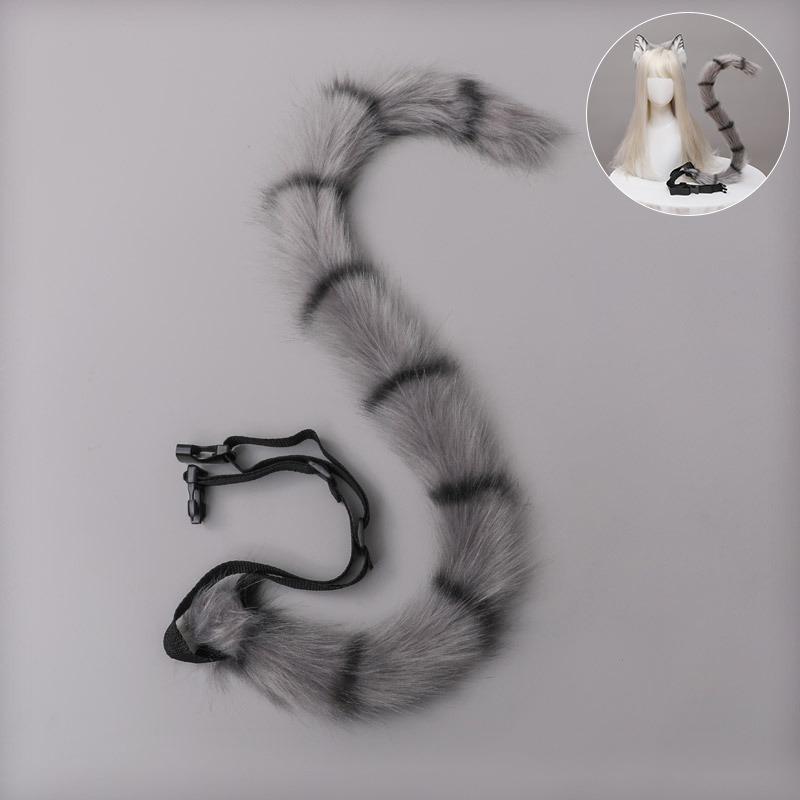 Three Flowers Orange Cat Ears Animal Ears Headband Handmade Plush Lolita Cat Ears Kc Comic Show Cat Lady Cos Cat Tail Set