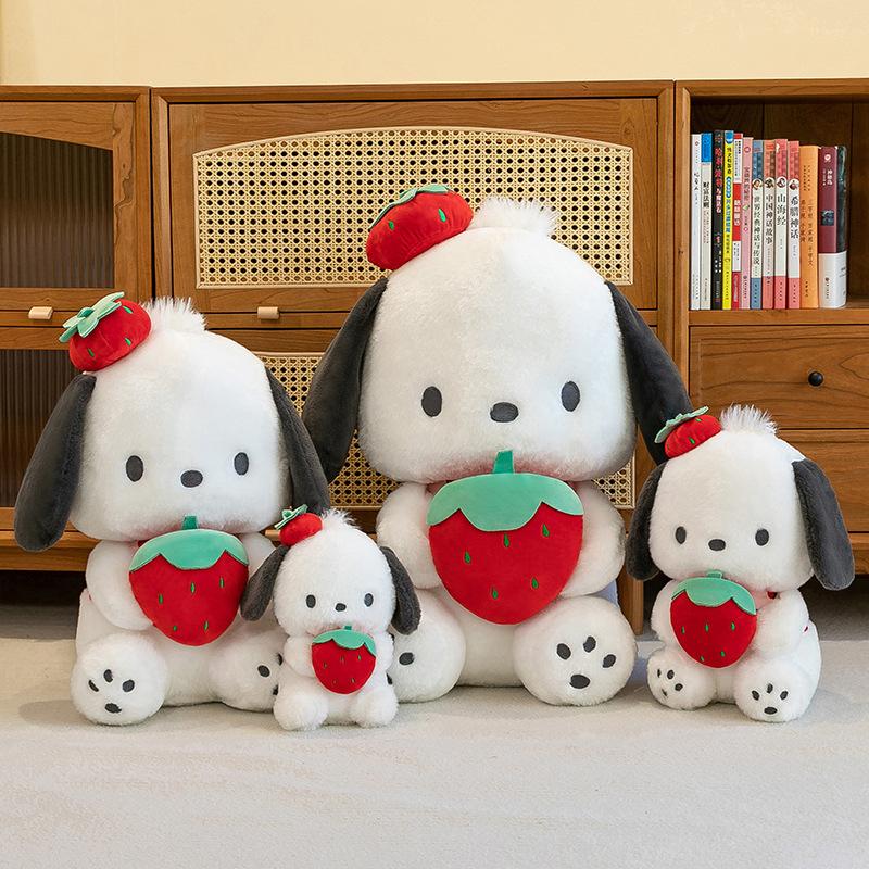 25/50cm Kawaii Melody Doll Sanrio Cinnamon Dog Hugging Strawberry Stuffed Plush Toy Cartoon Anime Plush Doll Sleeping Pillow