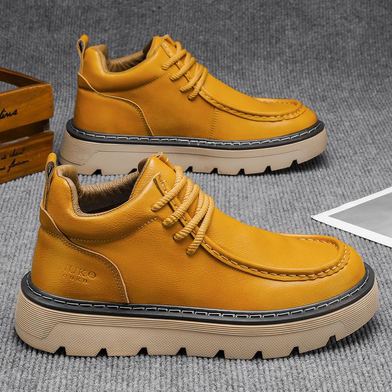 Men's shoes medium top casual sports shoes platform leather shoes