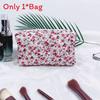 Cotton Floral Makeup Bag With Breathable Design For Daily Use