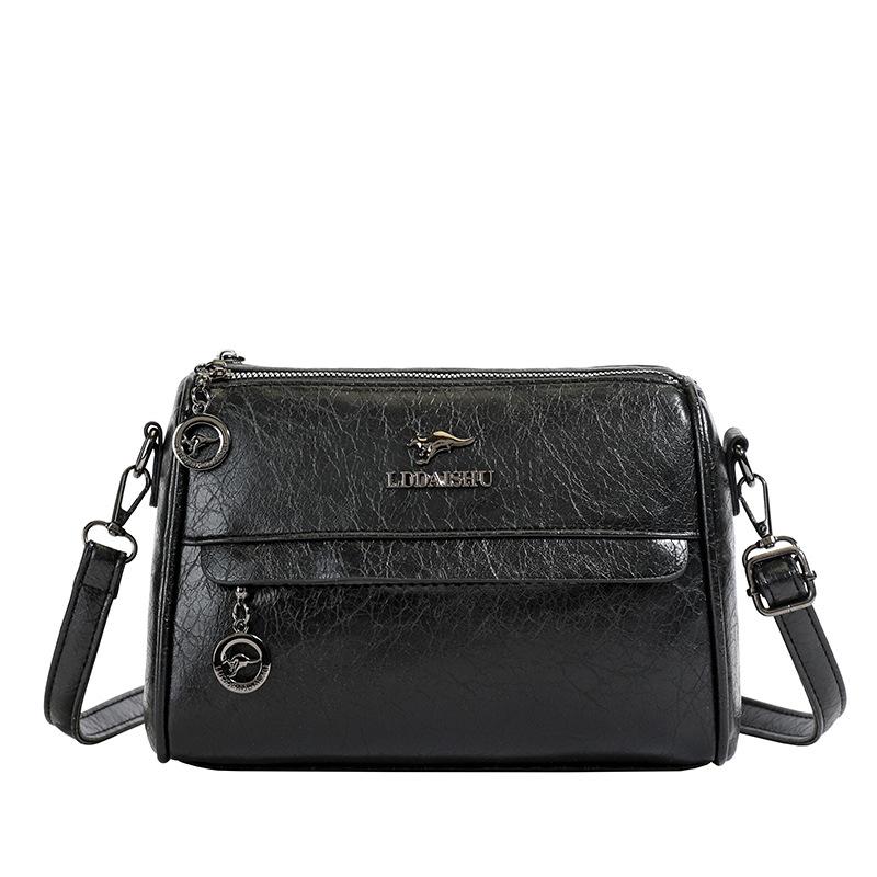 Bag fashion retro style PU plaid women s small square bag 25 spring new simple and exquisite one-shoulder crossbody bag for women чёрный