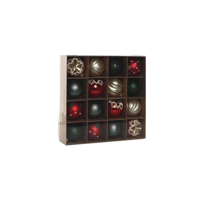 Weihnachtskugeln - Home ESPRIT - Rot Gold - Polyethylen - 32,5x8x32,5 cm - 16 Stück - Mehrfarbig