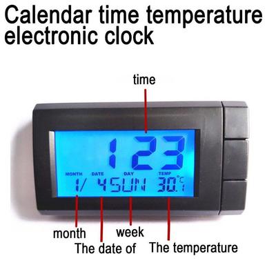 Reloj de Coche 3 en 1 Hora Reloj Calendario Temperatura Auto Estilo LCD Accesorios Pantalla Relojes Digitales de Coche Retroiluminación U9K8