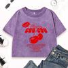 Cherry Cou Fresh Fruit Print Washed Tee Shirt Womens Y2K Comfortable T-Shirts Cotton Casual Clothes Short Sleeve