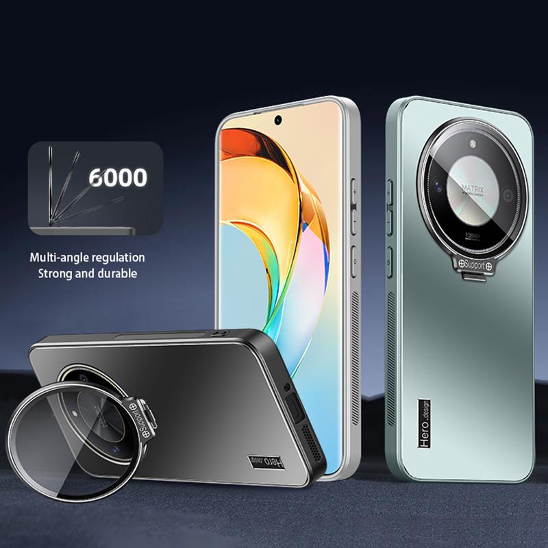 

For Honor X40 5G/X9a 5G/Magic5 Lite 5G Case Hidden Kickstand TPU+PC Phone Back Shell Black