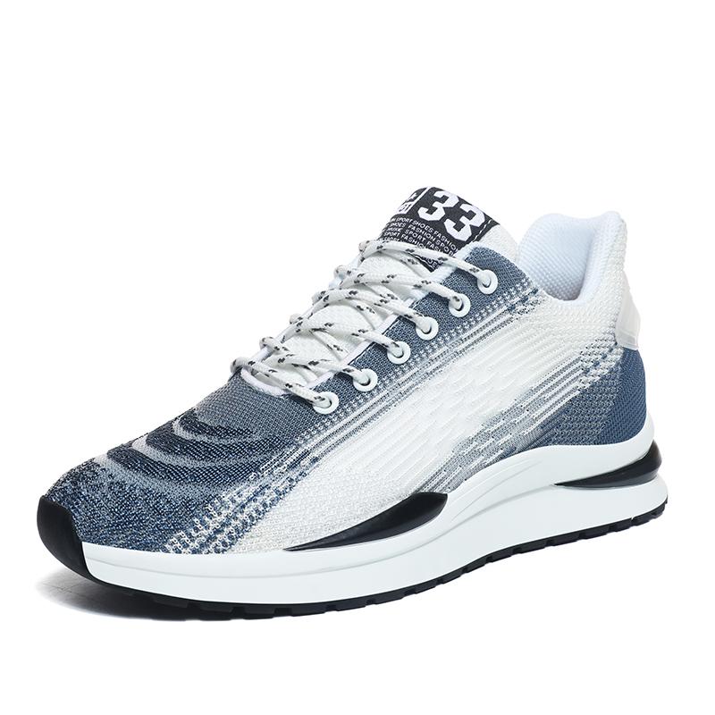 Fashion Elevator Shoes Men's Black Sneakers Hidden Heels Heightening Shoes For Men Black Breathable Mesh 8CM Sports Taller Shoes