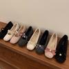 Gentle little fragrant Mary Jane shoes winter 2025 French gentle fairy inner heightening bow velvet single shoes