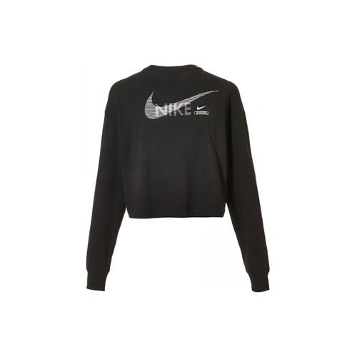 Nike Brand Logo Pullover Cropped Long Sleeve Sweatshirt for Women Black