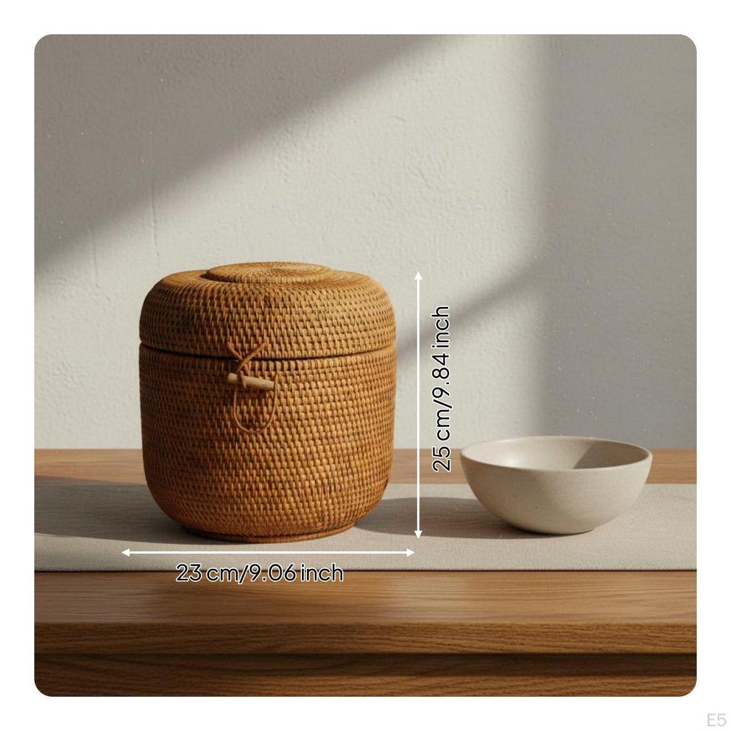 Rattan Storage Box Rustic Design Woven Fruit Bowl Versatile Weave Decorative for