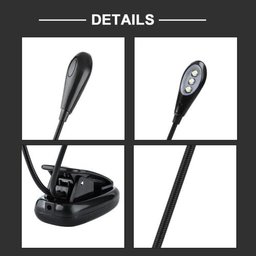 Compact, High-Brightness Clip-on Reading Light with Two Lights, Energy-Saving, Flexible, for Musicians, Performers, Readers, and Students (6 Lights)