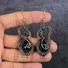 Tourmaline Handmade Copper Wire Wrap Jewelry Earring 3.07" K3w80