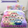 3-teiliges Bettbezug-Set (1 * Bettbezug + 2 * Kissenbezug, ohne Kern), Labubu Print Weiches Ganzjahres-Bettwäscheset, Heim-Schlafzimmer-Dekoration Geschenk