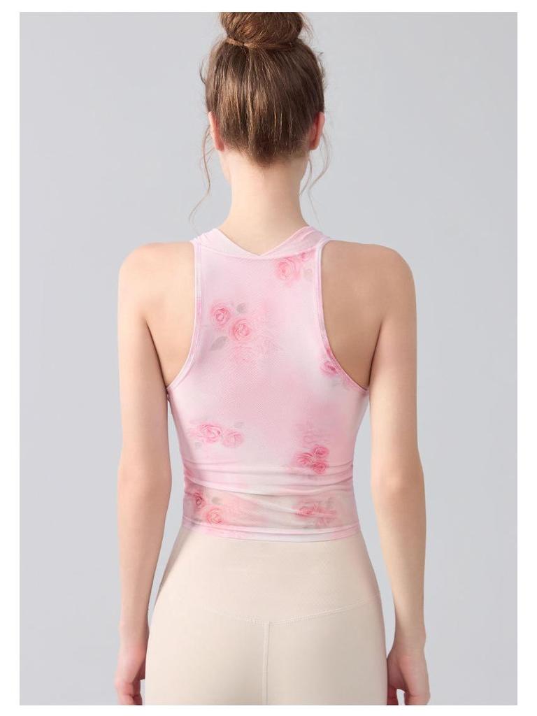 Europäische und Amerikanische Tie-Dye Sportweste: Schwingender und Neckholder-Ausschnitt mit Brustpolstern, Netzdesign, Perfekt für Yoga und Fitness