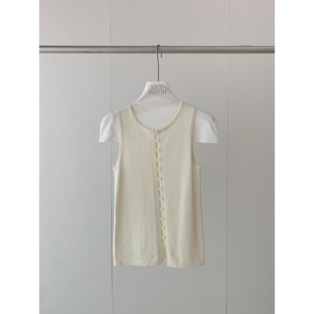 Korean Style Women s Knit Vest - Round Neck, Slim Fit, Sleeveless (2026) Small абрикосовый