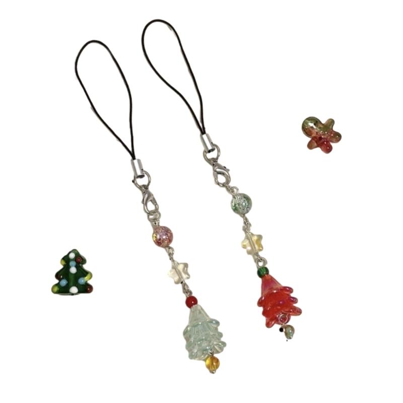 Cute Phone Strap Trendy Phone Chain Christmas Tree DIY Phone Charm for Holidy