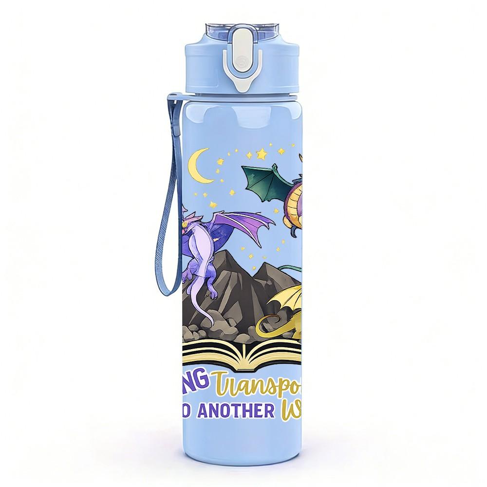 1PC Witch Cat Magic Fantasy Print 750ml Color Plastic Sports Water Bottle Leakproof Flip Straw Lid Suitable for Sports Office Home Use
