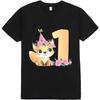 MD203 Kinder 1. Fuchs Geburtstagsparty Einjähriges Mädchen Fuchs Geburtstag T-Shirt Body Kurzarm Langarm für Kinder Kleinkinder Jungen Mädchen