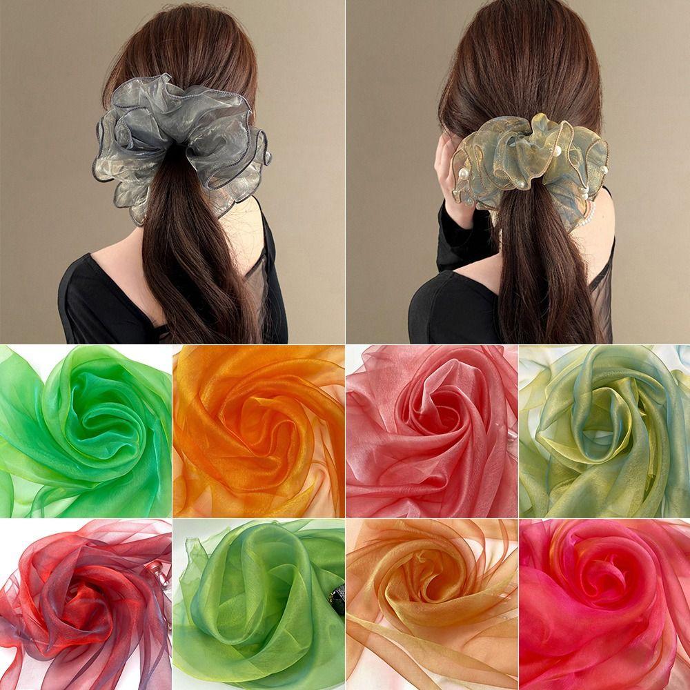 150X100cm Organza Fabric Soft Yarn Magic Mercerized Yarn Two-tone Fabric Gradient Color Two-color Gradient DIY Fabric
