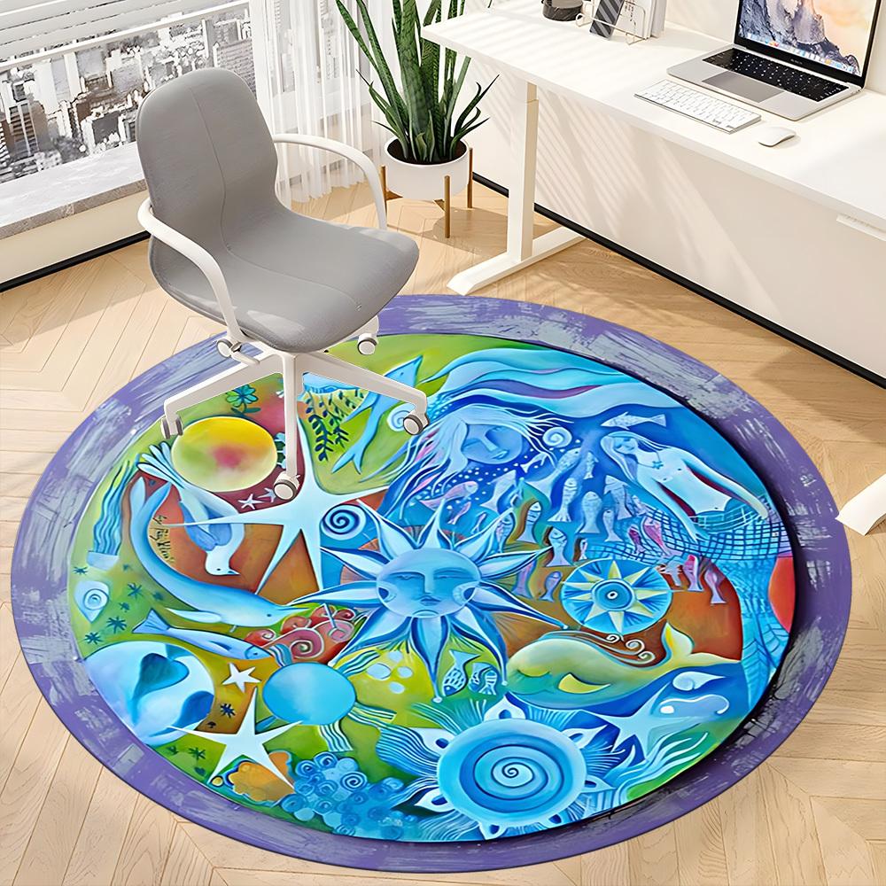 1pc Oceanic Fantasy Chair Carpet for Office,  Soft and Durable Office Rug for Interior Decoration, Perfect for Office yy251227099