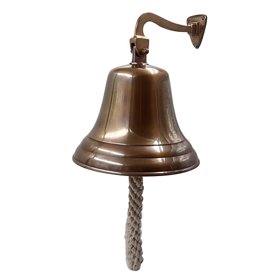 Campana grande de latón de 7 ", campana de trineo, campana de barcos náuticos colgantes montada en la pared para la cena, casa de campo de Navidad, iglesia marítima, casa pirata