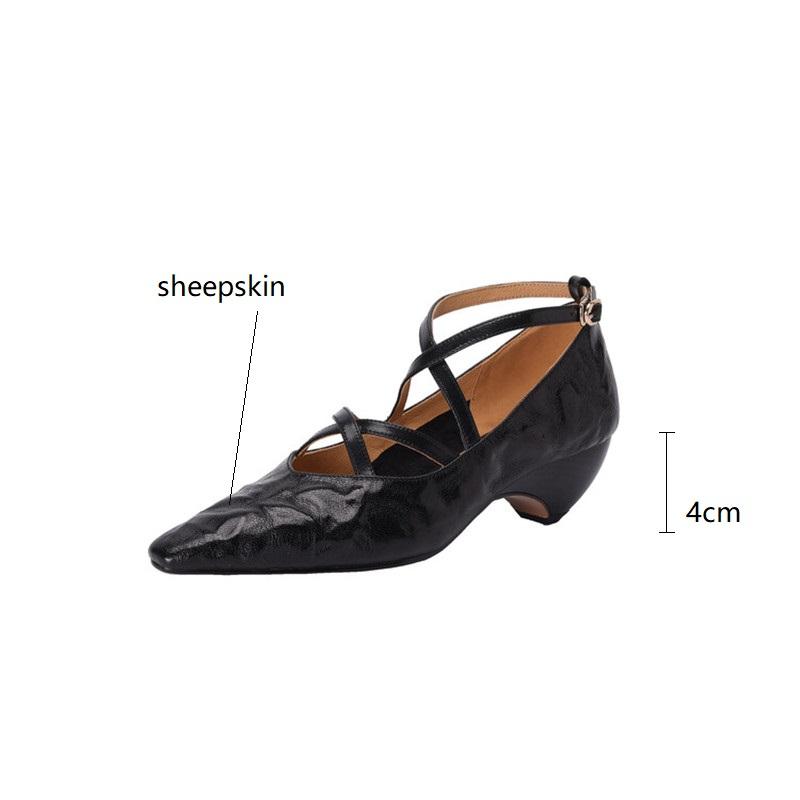 Fashion New Spring Summer Sheep Leather Women Shoes Square Toe Shallow Women Pumps Mary Jane Shoes for Women Straps Gladiator Shoes