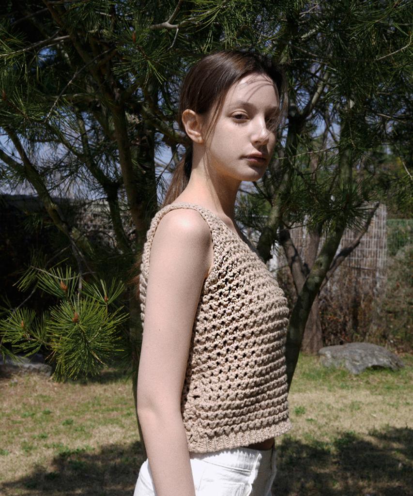 VLETI Cotton Skacy Knit Sleeveless (Beige)
