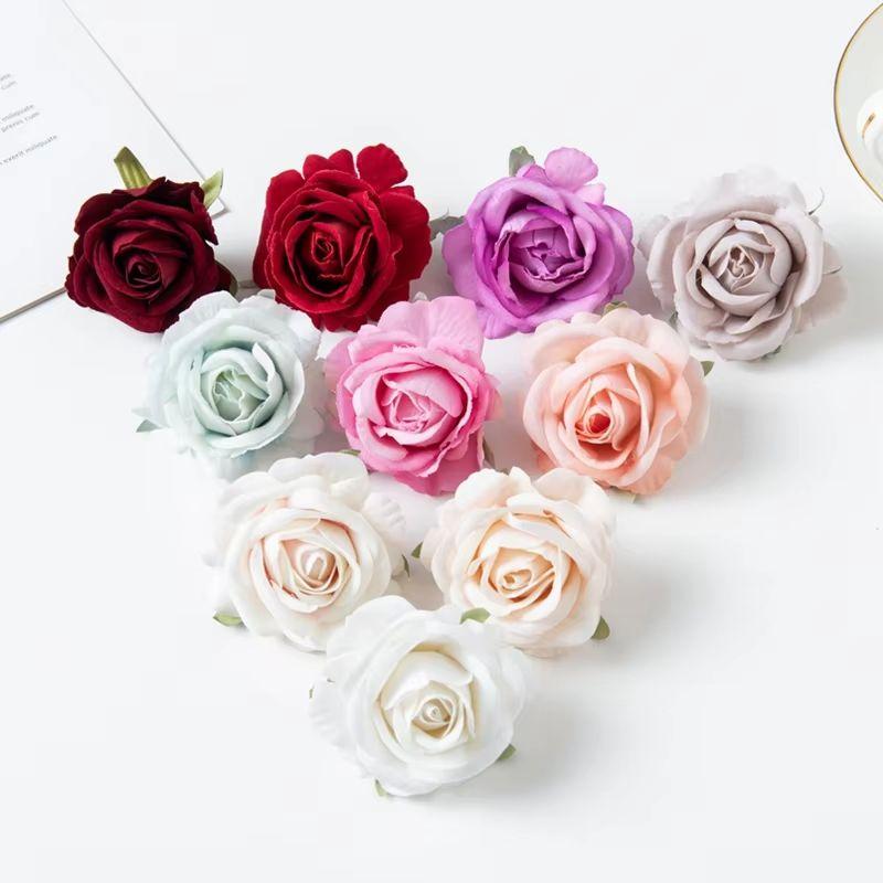 10/30pcs Artificial Flowers Home Room Table Wedding Bride Wrist Silk Roses Head Material Diy Gift Box Festival Decorative Wreath