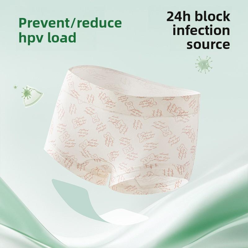 Damen Frühling und Herbst Süß Bedruckter Bär Reine Baumwolle 10A Antibakteriell Atmungsaktiv Nicht Abfärbend Mittlere Hohe Taille Slips