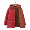 Women's Winter Plus Size Fleece-Lined Warm Coat Hooded Casual Jacket for Middle-Aged and Elderly Women