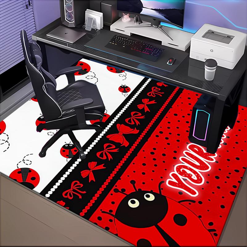 1PC Custom Name Ladybug Theme Floor Mat Ideal for Living Room, Game Rooms, Office, Bedroom,Floor Mat Playful Design