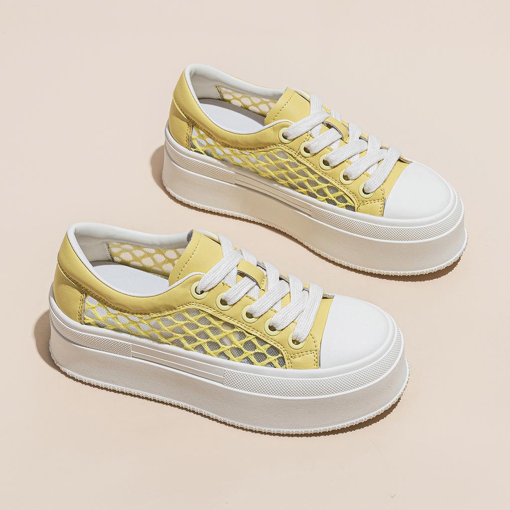 Women's summer new mesh yarn breathable thick sole heightening versatile sports and leisure shoes single shoes