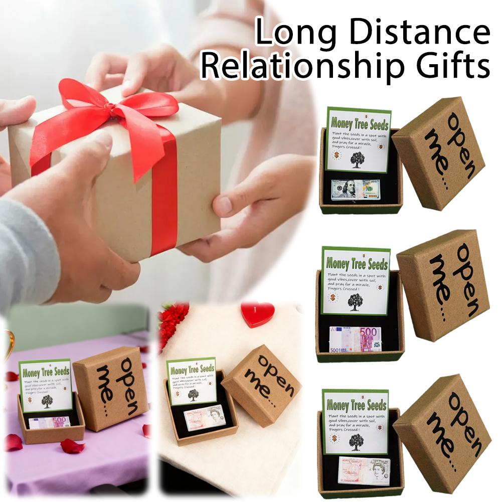Long Distance Relationship Gift "Open Me" Money Tree Seeds Prank Gift Box For Birthday, Office Party, Christmas Valentines Gifts